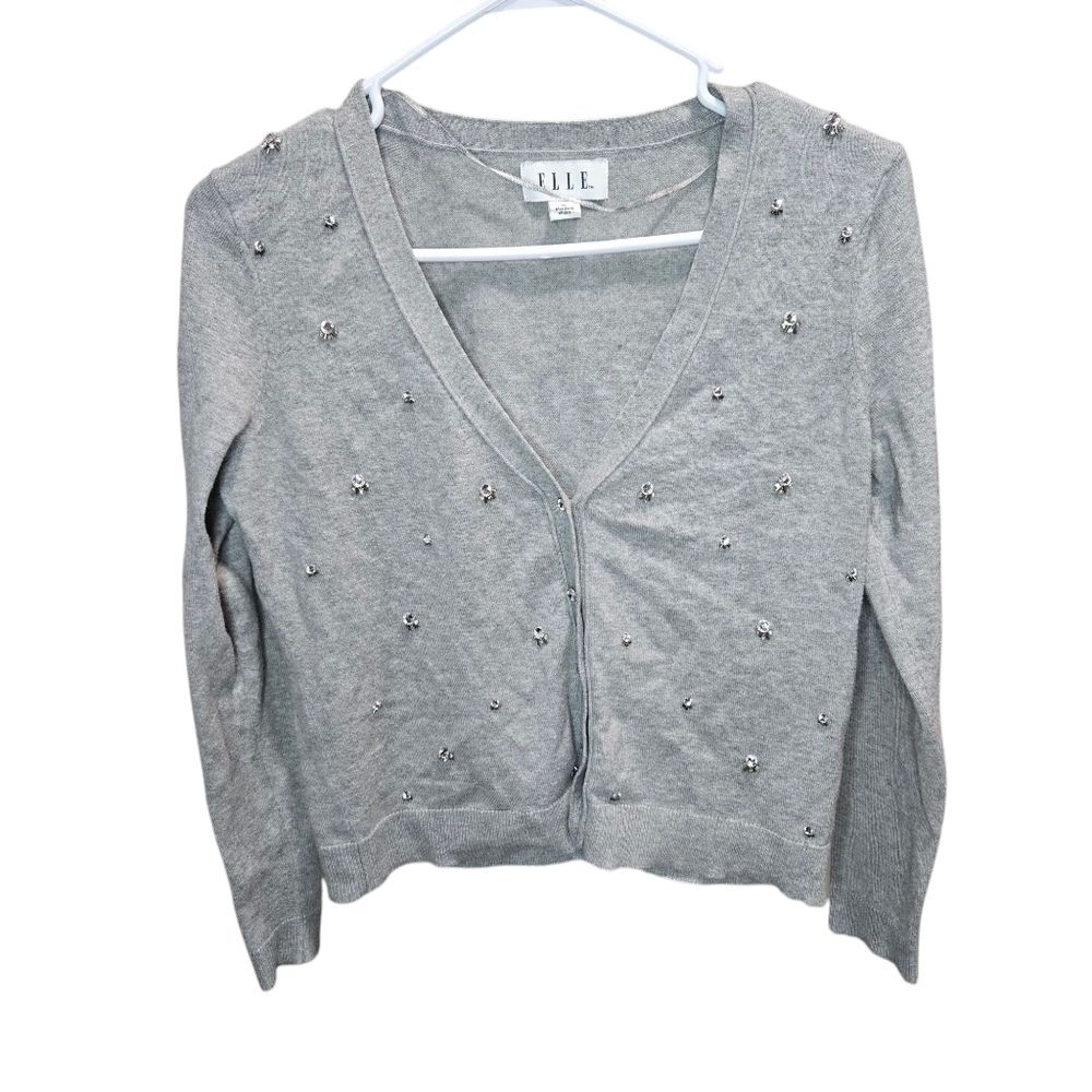 Elle Gray Embellished Women's Sweater